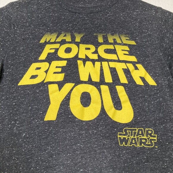 STAR WARS Kids T-Shirt May the Force be With You Gray Boys Tee Shirt Size Small - Picture 3 of 7